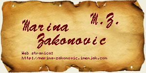 Marina Zakonović vizit kartica